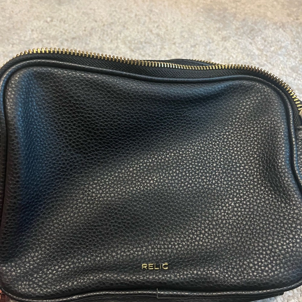Relic Black Crossbody Bag with Gold Zipper